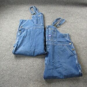 Big Smith Bib‎ Overalls 50x28 Blue Denim Workwear Lot of 2 Chores Farmer Bleach